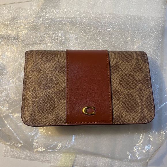 Coach Brown and Tan Wallet with Gold Accent - Picture 1 of 3